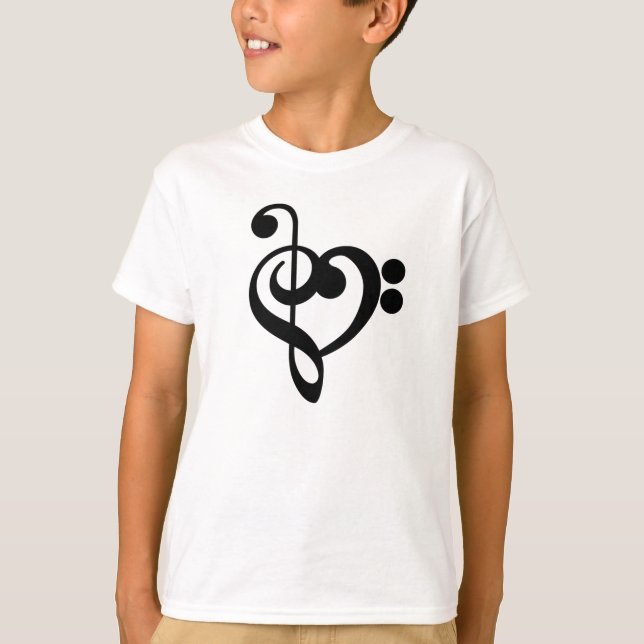 Camiseta Músico Música Corazón - Clave de Sol Fa (Anverso)