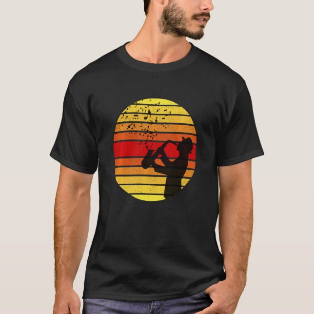 Camiseta Músico retro saxofón de jazz de moda (Anverso)