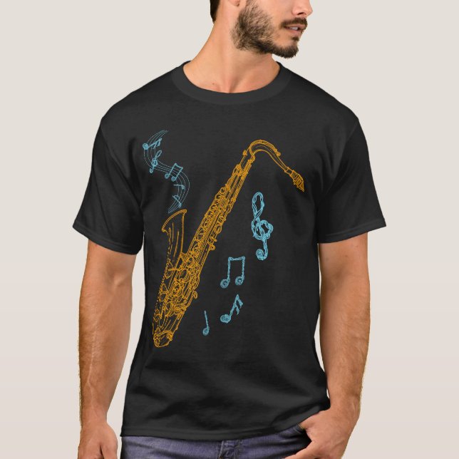 Camiseta Músico saxofón Jazz Music Art (Anverso)