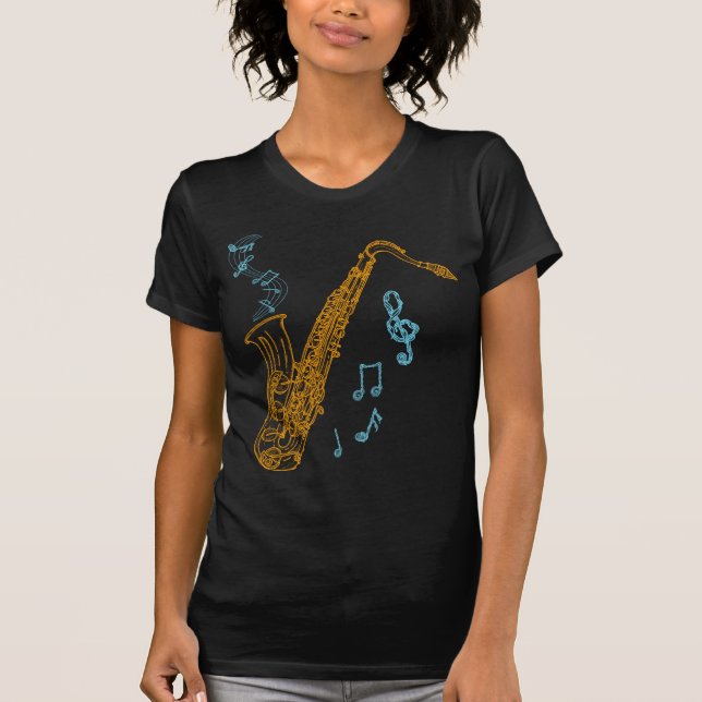 Camiseta Músico saxofón Jazz Music Art (Anverso)
