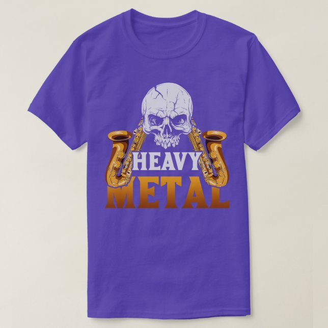 Camiseta Músico saxofón Metalizado fuerte (Diseño del anverso)