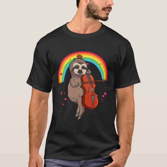 Camiseta Músico Sloth Cello Player Cellistas (Anverso)