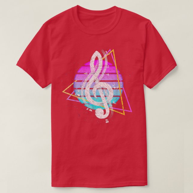 Camiseta Músico Treble Clef 80 Art Vaporwave Synthwave R (Diseño del anverso)
