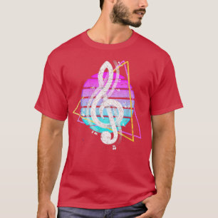 Camiseta Músico Treble Clef 80 Art Vaporwave Synthwave R