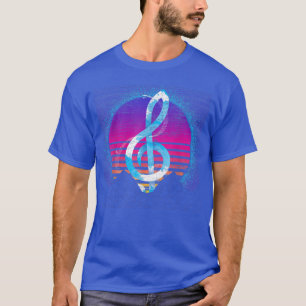 Camiseta Músico Treble Clef Synthwave 80 vaporwave Retro