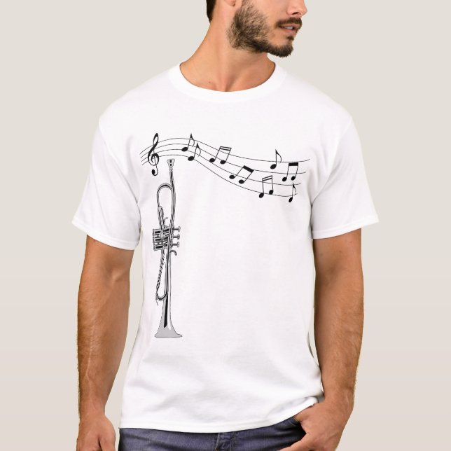 Camiseta Músico Trumpet con notas musicales (Anverso)