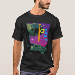 Camiseta Músico Vintage Tocando Piano Música Jazz Sutil