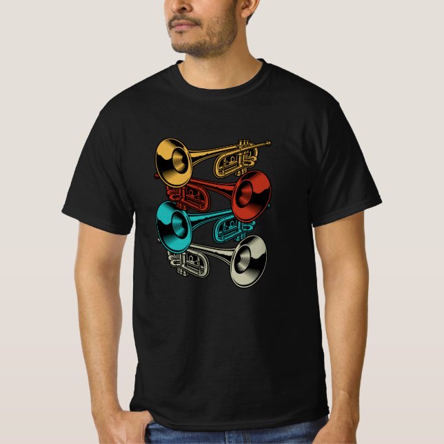 Camiseta Músicos de banda de trompeta retro (Anverso)