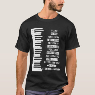 Camiseta Músicos de la teoría de la dinámica musical Piano 