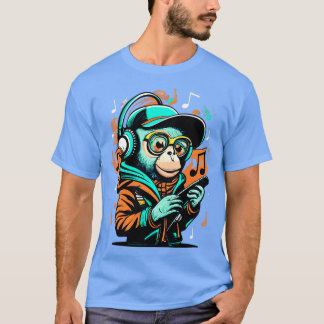 Camiseta Músicos de música de mono de color animan himno te