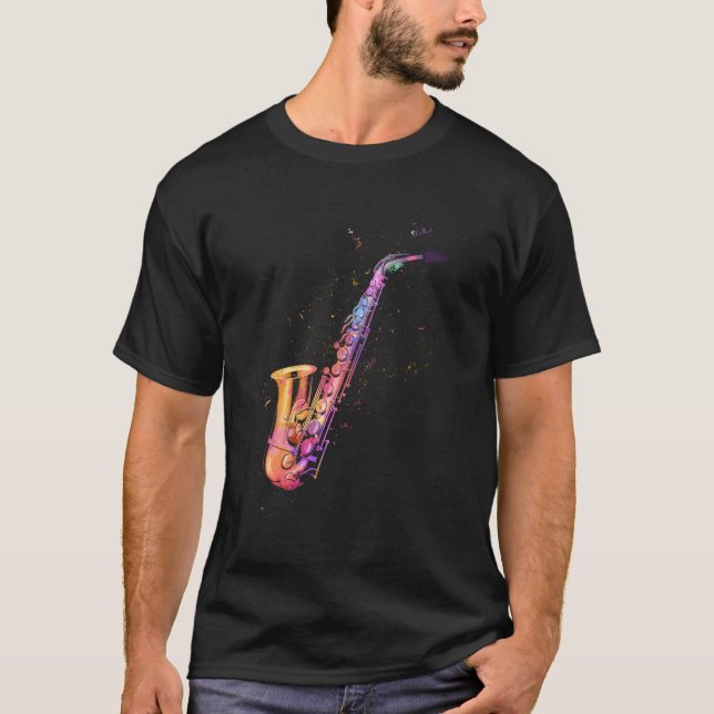 Camiseta Músicos De Saxofón Para Blues Music Jazz Alto (Anverso)