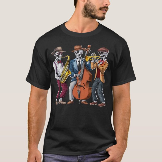 Camiseta Músicos de Skeleton Jazz (Anverso)