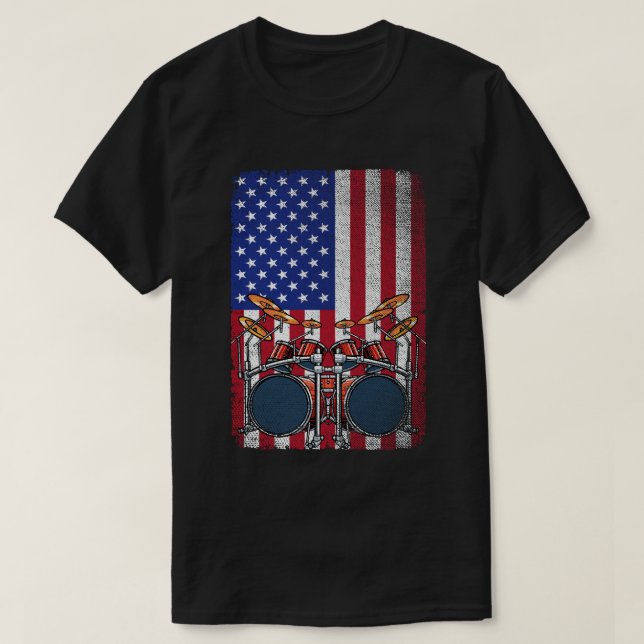 Camiseta Músicos de tambores divertidos con la bandera esta (Diseño del anverso)