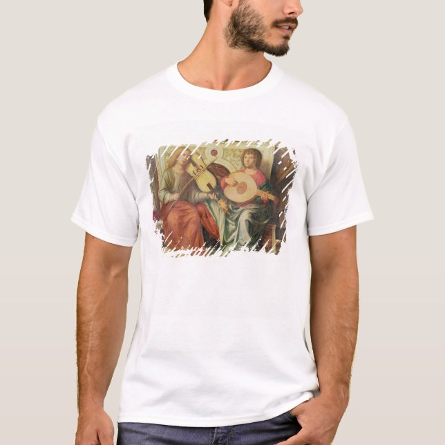 Camiseta Músicos del ángel de la pintura de la Virgen y (Anverso)