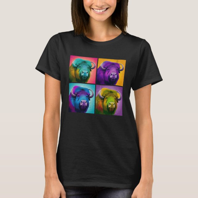 Camiseta Musk Ox Pop Illustration Colorful Animal Women (Anverso)