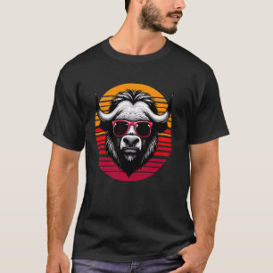 Camiseta Musk Ox Retro Vintage Sunset Animal Gafas de sol 7