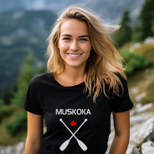 Camiseta Muskoka Canadá cruza la hoja de arce de aleta oscu