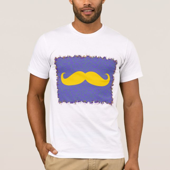 Camiseta Mustache Amarillo Y Piel De Leopardo Azul (Anverso)