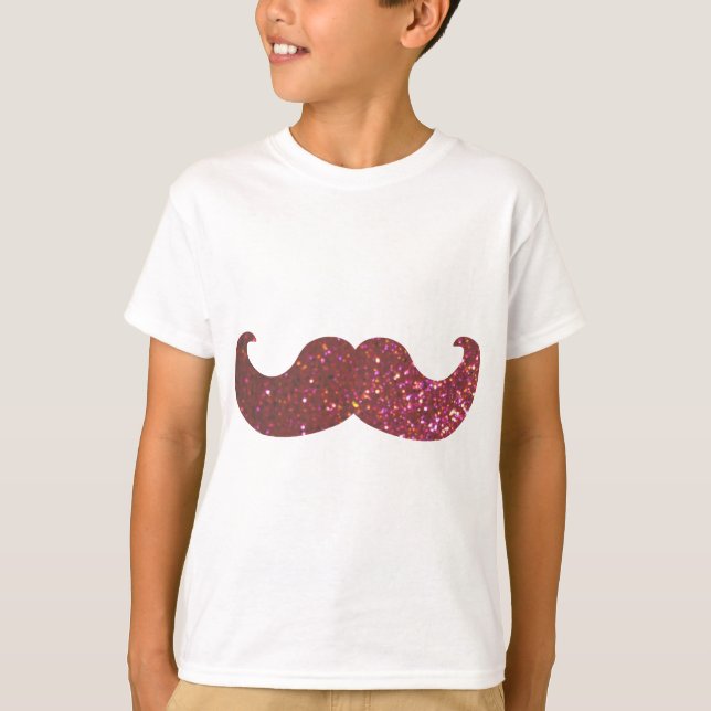 Camiseta Mustache de hongo rosa (gráfico falso Purpurina) (Anverso)