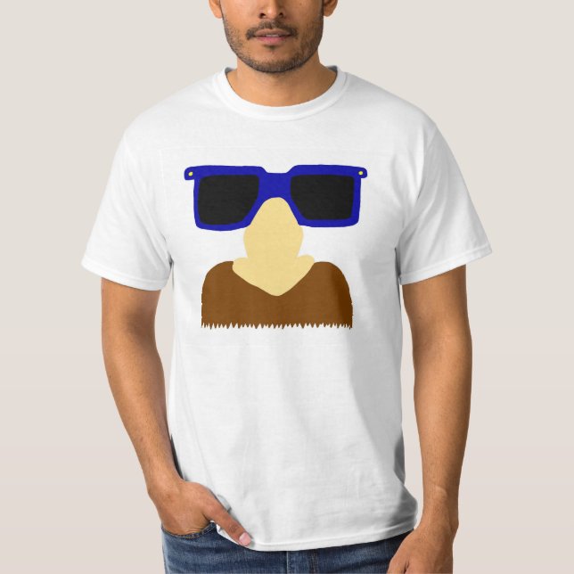 Camiseta Mustache de Incognito y Gafas Masculinos Valor Cam (Anverso)