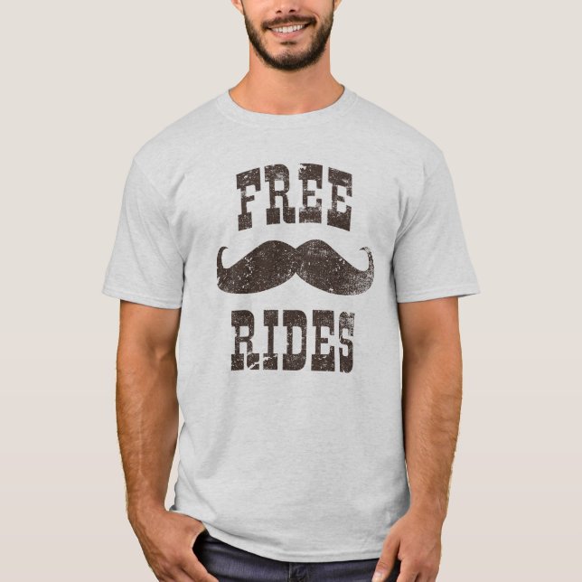 Camiseta Mustache Gratuito Vide Funny Vintage (Anverso)