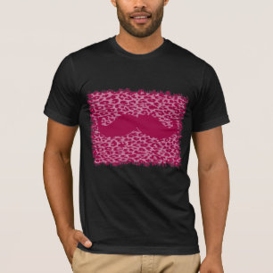 Camiseta Mustache rojo en piel de leopardo