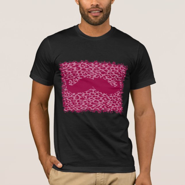 Camiseta Mustache rojo en piel de leopardo (Anverso)
