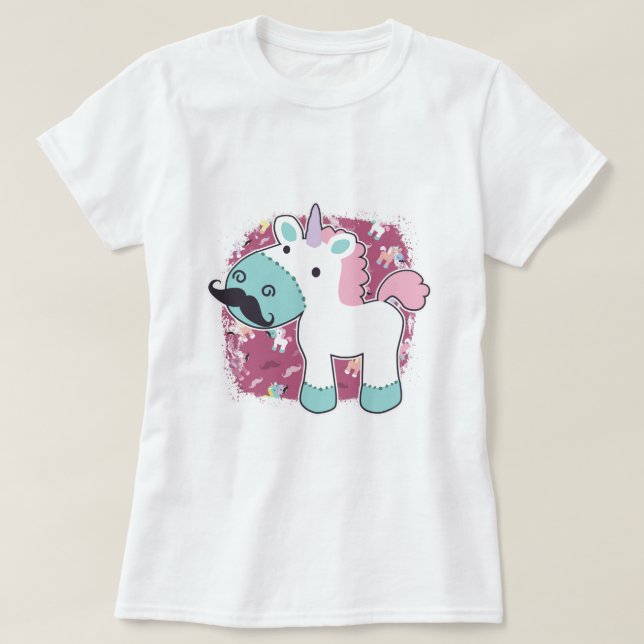 Camiseta ¡Mustachio Unicornio! (Diseño del anverso)