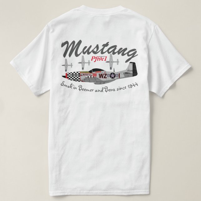 Camiseta Mustango 1944 de Pfive1 P-51 (Reverso del diseño)