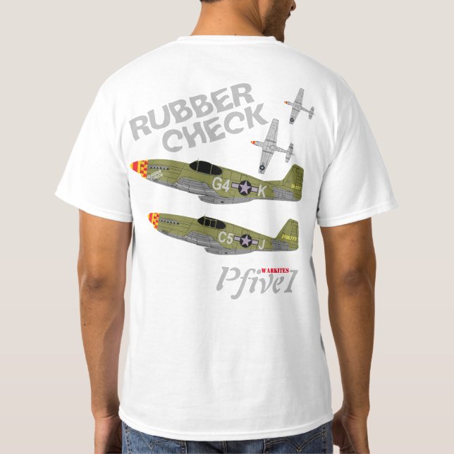 Camiseta Mustango "control de goma " de Pfive1 P-51 (Reverso)