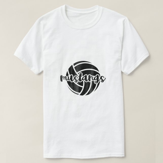 Camiseta Mustangs Volleyball Team Mascot School Spirit Game (Diseño del anverso)