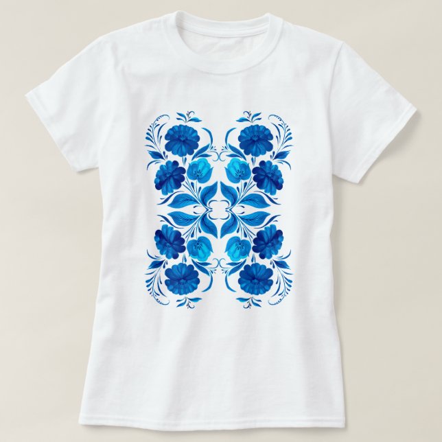 Camiseta Muster aus blauen Blumen  (Diseño del anverso)