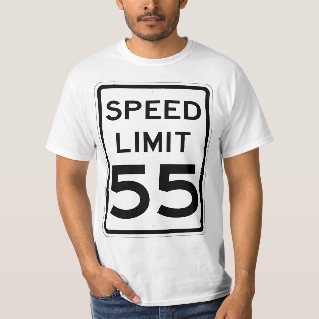 Camiseta Muy divertido 55 MPH límite de velocidad Rótulo ca (Anverso)