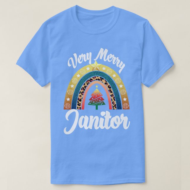 Camiseta Muy Feliz Janitor Rainbow Funny Women Profession  (Diseño del anverso)
