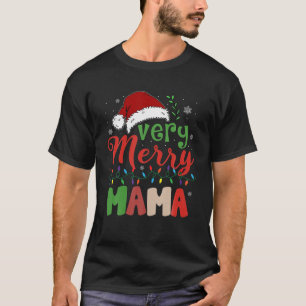 Camiseta Muy Feliz Mamá Santa Hat Navidad Familia Luz Crist