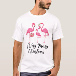 Camiseta Muy Feliz Navidad Flamingos Saludo de Navidad