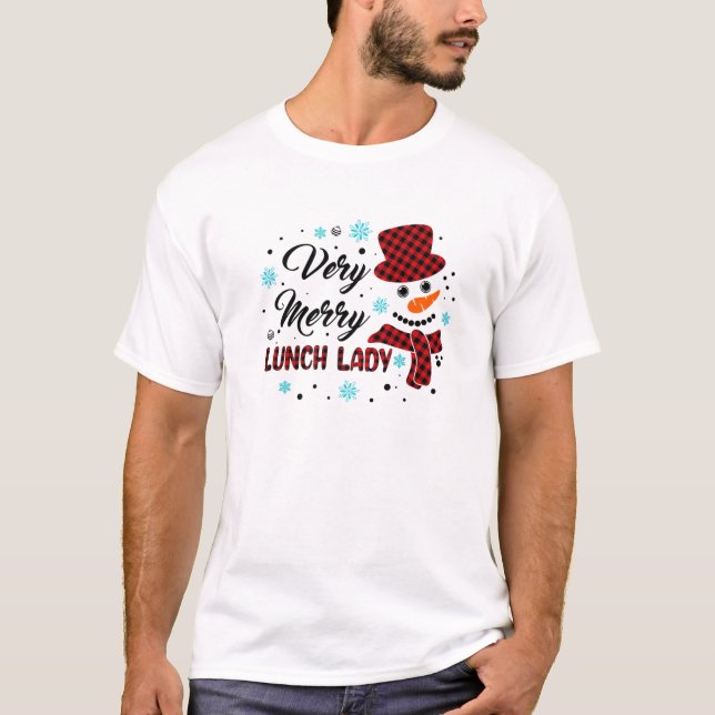 Camiseta Muy Feliz Navidad Pajamas Snowman Lunch Lady Bu (Anverso)