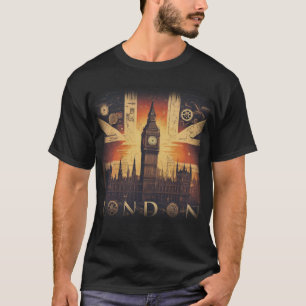 Camiseta Muy genial Union Jack Steampunk Londres futurista
