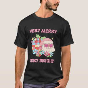 Camiseta Muy Merry Muy Brillante Vintage Disco Santa Pink C