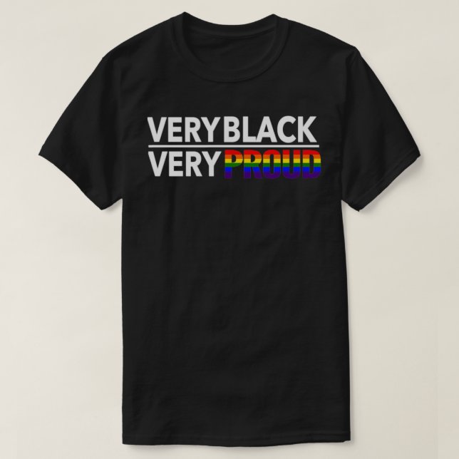 Camiseta Muy Negro Muy Orgulloso LGBT Negro (Diseño del anverso)