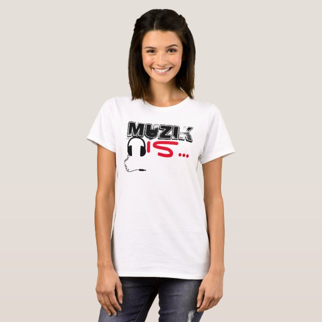 Camiseta MuZiK es… El t de las mujeres con los auriculares (Anverso completo)