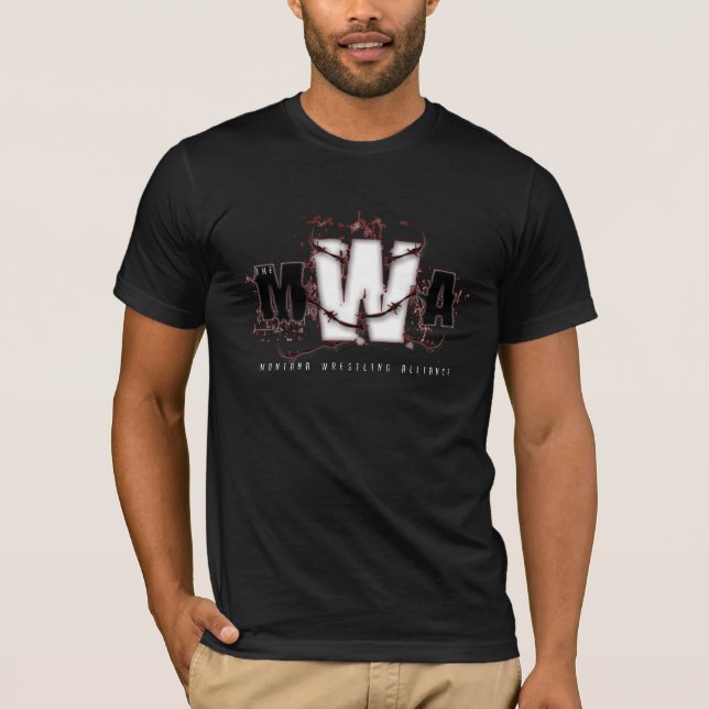 Camiseta MWA - Obra clásica (marrón en negro) (Anverso)