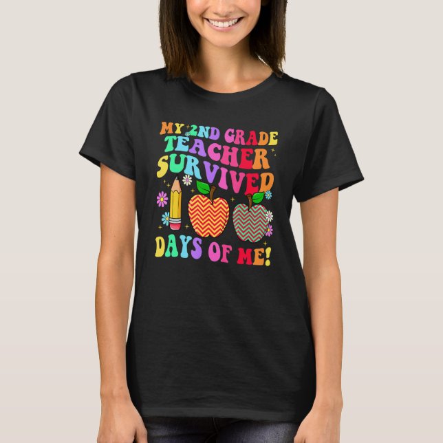 Camiseta My 2nd Grade Teacher Survived 100 Days of Me Groov (Anverso)