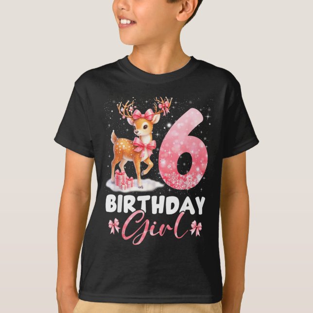 Camiseta My 6th Birthday Girl Rudolph Nk Coquette 6 Years O (Anverso)