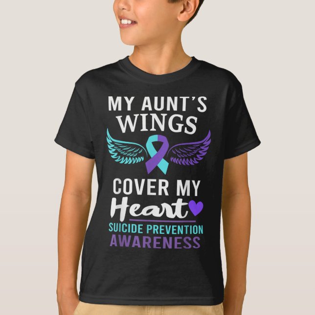 Camiseta My Aunt's Wings Cover Heart Suicide Awareness Ribb (Anverso)