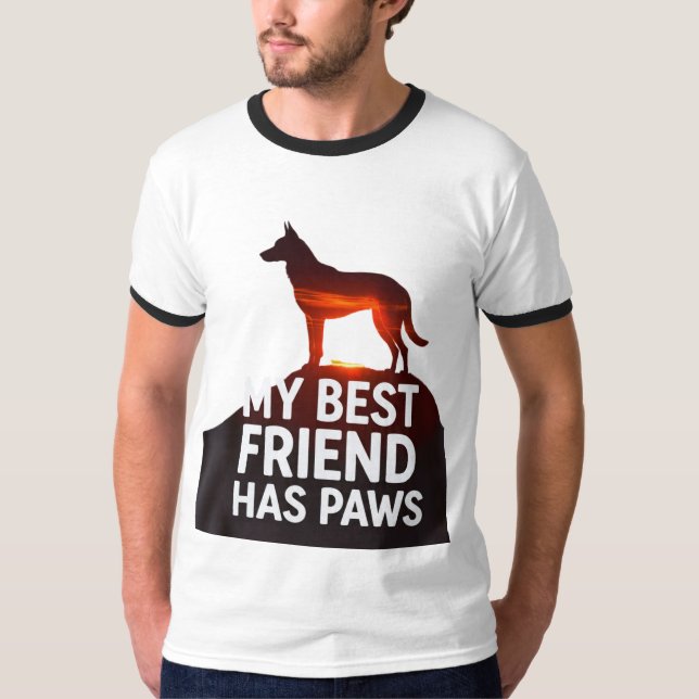 Camiseta My Best Friend Has Paws" - Sunset Dog Silhouette R (Anverso)