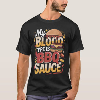 Camiseta My Blood Type Is BBQ Sauce Burger Tee