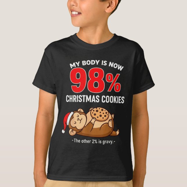 Camiseta My Body Is 98% Christmas Cookies Funny Monkey Paja (Anverso)