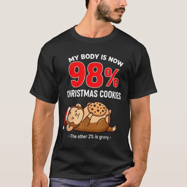 Camiseta My Body Is 98% Christmas Cookies Funny Monkey Paja (Anverso)