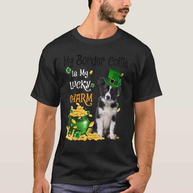 Camiseta My Border Collie Is My Lucky Charm Cute Dog Patric (Anverso)